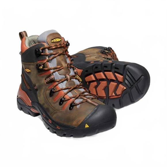 NEW KEEN men\'s pittsburgh soft toe 6 work boot in cascade bombay brown main image 5